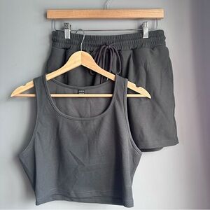 Dark Gray Tank Top and Shorts Set